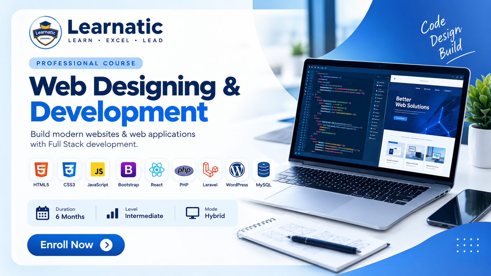 Web Designing & Development Professional Course course at Learnatic Karachi